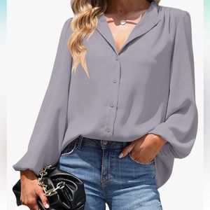 Lavendar chiffon button up blouse